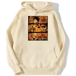 La Boutique One Piece Sweatshirt One Piece 3 Frères -Vêtements Soldes sweatshirt hoodie one piece freres luffy ace sabo beige