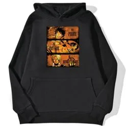 La Boutique One Piece Sweatshirt One Piece 3 Frères -Vêtements Soldes sweatshirt hoodie one piece freres luffy ace sabo noir