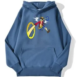 La Boutique One Piece Sweatshirt One Piece Luffy's Hands Crossing -Vêtements Soldes sweatshirt hoodie one piece luffy punch bleu azur